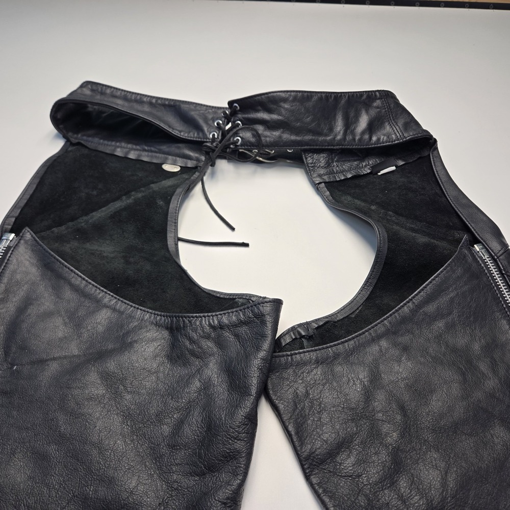 Harley Davidson Leather Chaps  XL Made In USA Black Biker HD - Picture 11 of 16